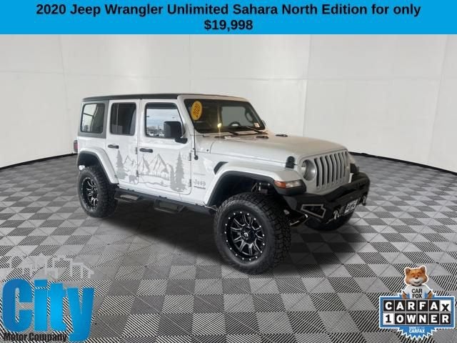 2020 Jeep Wrangler Unlimited North Edition in White — front three-quarter view