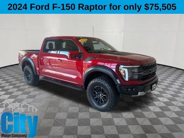 2024 Ford F-150 Raptor in Red — front three-quarter view