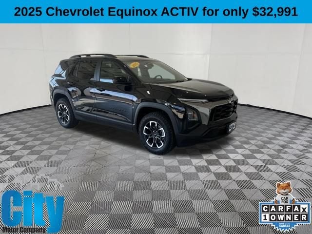 2025 Chevrolet Equinox ACTIV in Mosaic Black Metallic — front three-quarter view