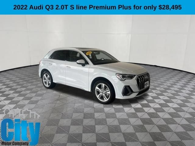 2022 Audi Q3 S line Premium Plus in White — front three-quarter view